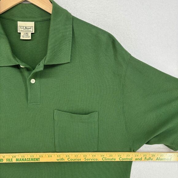 LL BEAN Shirt Mens L Golf Polo Short Sleeve Y2K 2000s Pique Cotton Green VTG - Picture 13 of 15